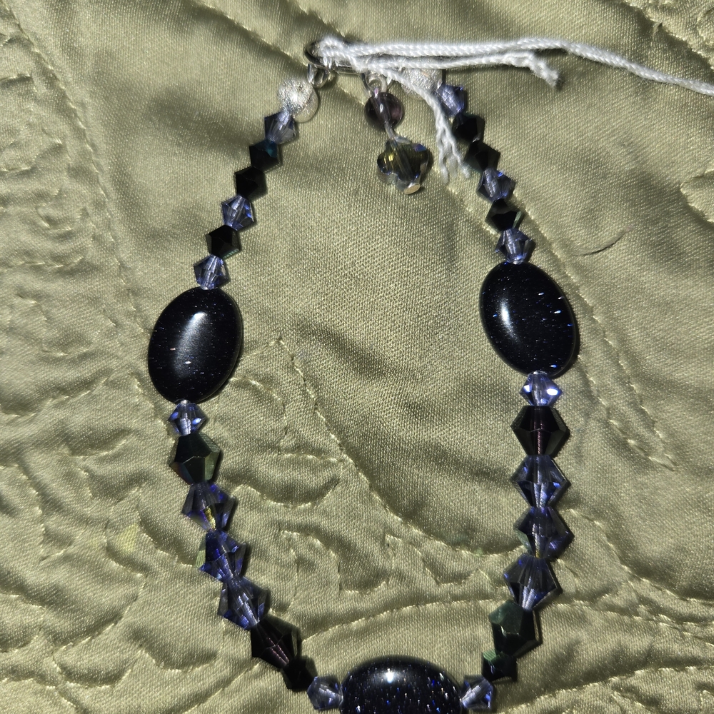 Elegant Black and Blue Beaded Bracelet
